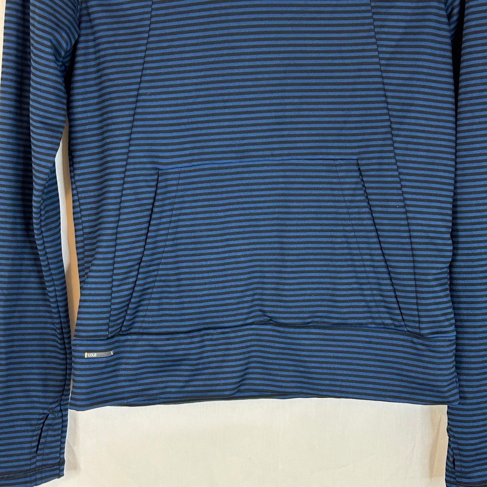 Lole Women's Striped Cowl Neck Thumb Hole Pullover Hoodie Athleisure Top - Picture 5 of 14